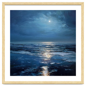 Midnight Blue Moonlit Seascape by artistic