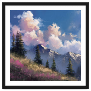 Alpine Summer Meadow with Vibrant Wildflowers and Snow by artistic