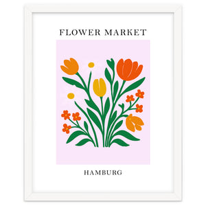Hamburg Flower Market - Vibrant Modern Folk Art Print by neeteshdsgn