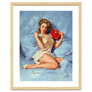 Pinup Sexy Girl Posing With Her Red Book by Hermes