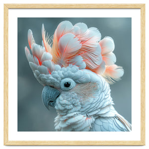 Close Up Of A White Cockatoo With Pink Crest by Rizwana Khan