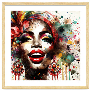 Brazilian Carnival Watercolor Portrait by Chromatic Fusion Studio
