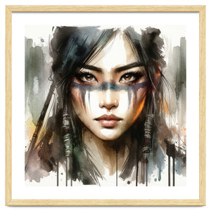 Ethereal Asian Warrior Gaze by Chromatic Fusion Studio