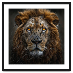 Majestic Lion With Glowing Eyes Close Up Portrait by Rizwana Khan