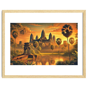 Vintage Cambodia, Angkor Wat Sunrise Poster by Chromatic Fusion Studio