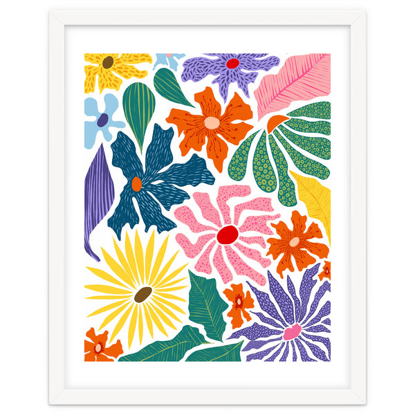 The Happy Garden, Botanical Nature Plants Vintage Illustration, Bohemian Eclectic Colorful Floral