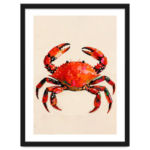 Colorful Crab Painting, Coastal Beach House Wall Art Print for Ocean Lovers Décor