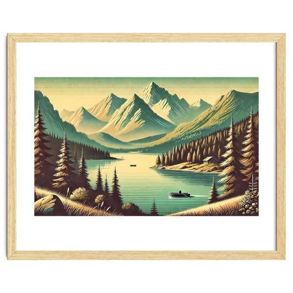 Vintage Alpine Lake Poster