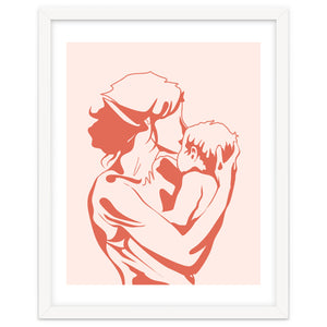 Motherhood, Human Emotion Line Art, Mother Parents Child Baby, Love Care Expression Bohemian Concept by 83 Oranges