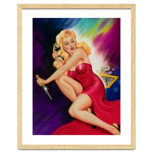 Pinup Girl With A Knife In Self Defense Pose by Hermes