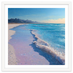 Sparkling Pastel Shoreline with Glittering Turquoise Waves by artistic
