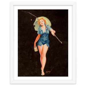 Happy Pinup Girl With A Fishing Stick by Hermes