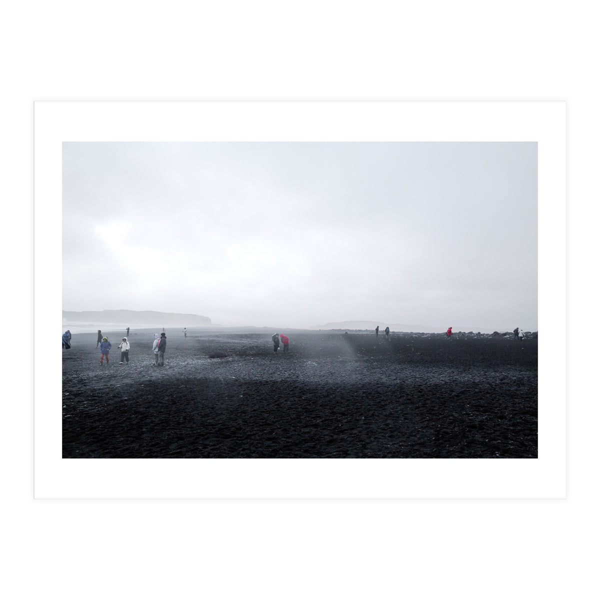 Tourists on the black sand beach - Iceland (Print Only)