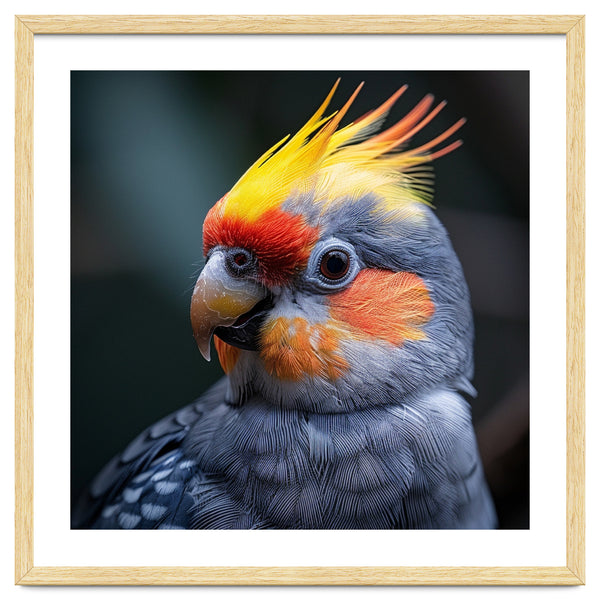 Cockatiel Parrot With Yellow Crest And Orange Cheeks