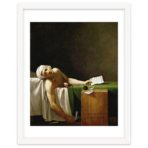Jean Paul Marat, dead in his bathtub, assassinated by Charlotte Corday in 1793. JACQUES LOUIS DAVID. by Album