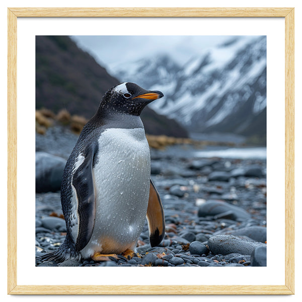 Gentoo Penguin Standing On A Rocky Shore