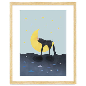 Beauty Sleep - Melting Cat on the crescent moon by natural neutral