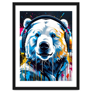 Polar Bear In Headphones, Graffiti by MakArena