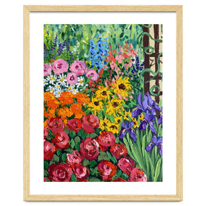 Vibrant Summer Cottage Garden Oil Painting by artistic