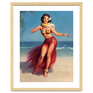 Pinup Girl In Hawaiian Costume by Hermes