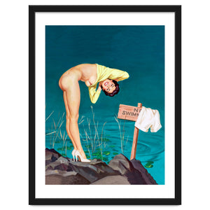 Sexy Pinup Girl With No Swimming Sign by Hermes