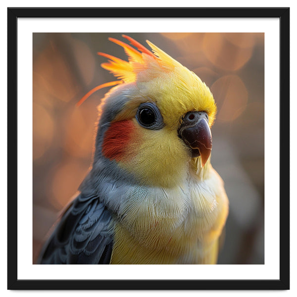 Cockatiel Parrot Portrait With Orange Cheeks