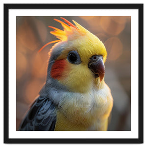 Cockatiel Parrot Portrait With Orange Cheeks by Rizwana Khan