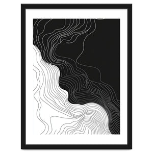 Abstract Black And White Wavy Lines Flowing by Rizwana Khan