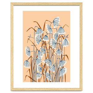 Linocut Flower Meadow Peach Fuzz by Annick
