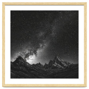 Starlit Mountain Majesty: Detailed Monochrome Milky Way by artistic