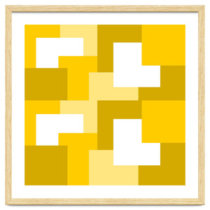Yellow Abstract Square Tiles Pattern by Baobab print store