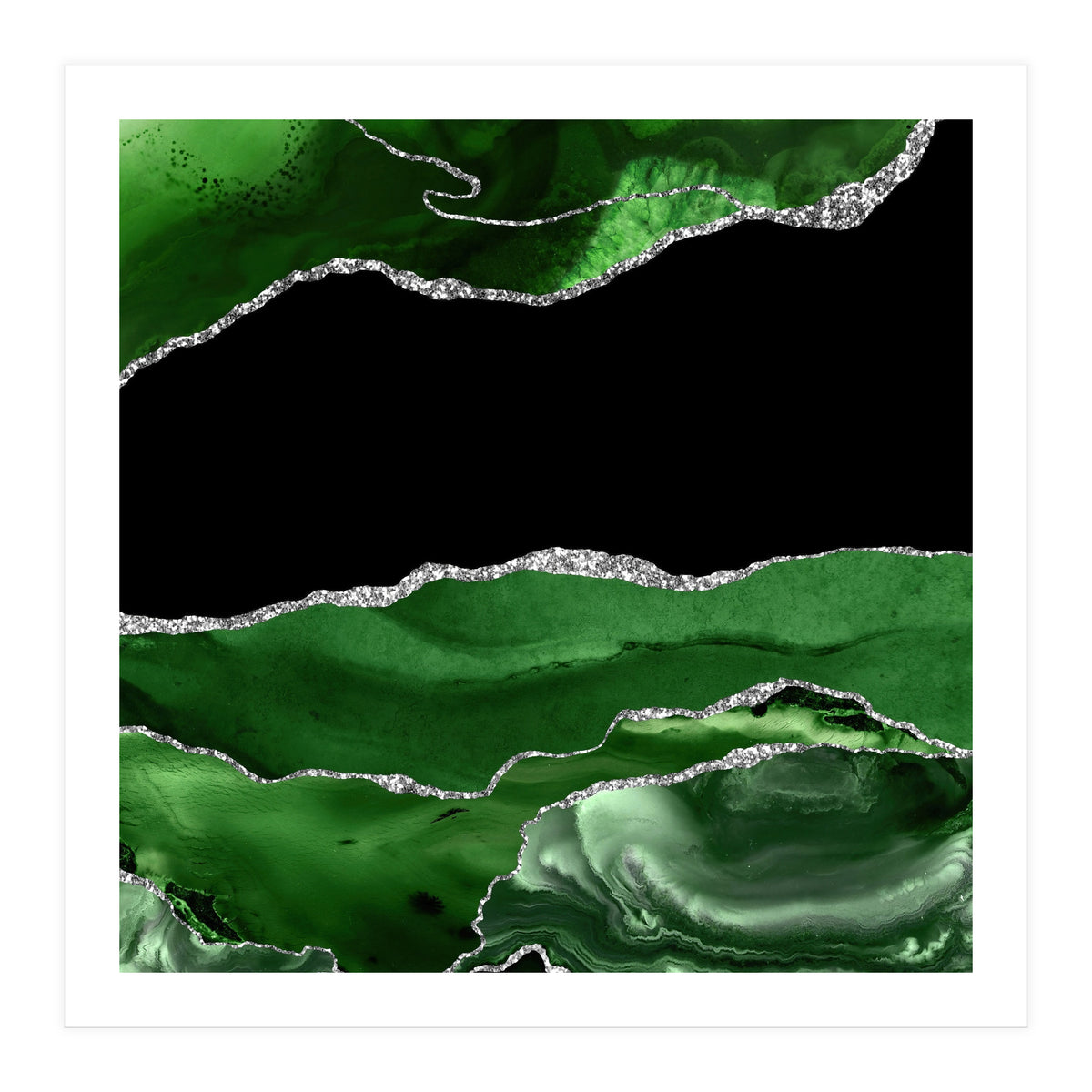 Green & Silver Agate Texture 02 (Print Only)