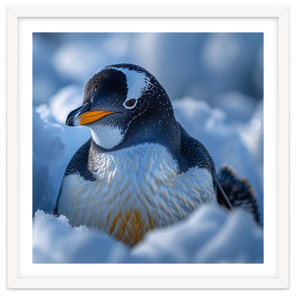 Gentoo Penguin In Its Natural Snowy Habitat