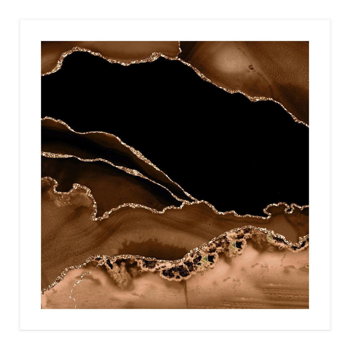 Brown & Gold Agate Texture 14 (Print Only)