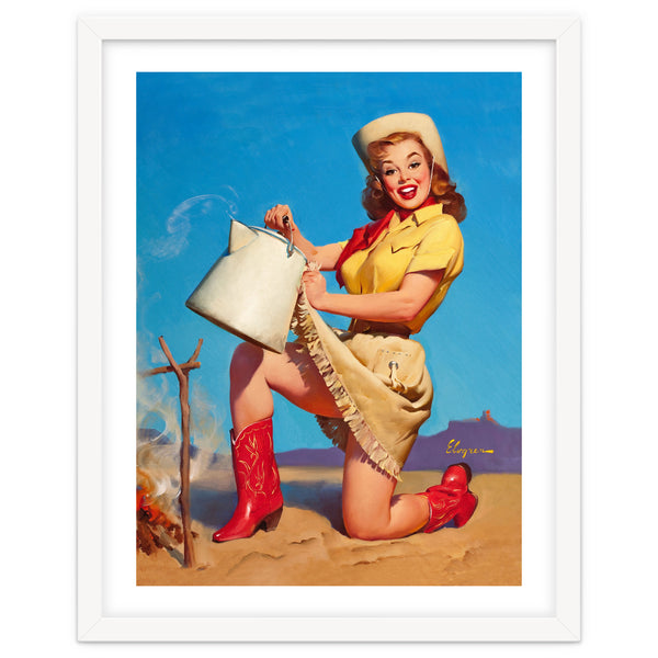 Pinup Sexy Woman Posing With A Hot Teapot