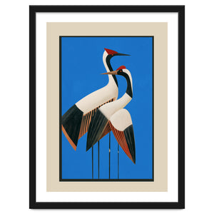 Stillness In Motion Abstract Cranes In Blue by Branka Kodžoman