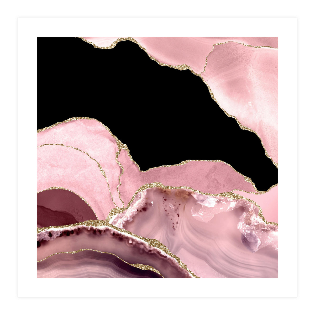 Blush & Gold Agate Texture 03 (Print Only)