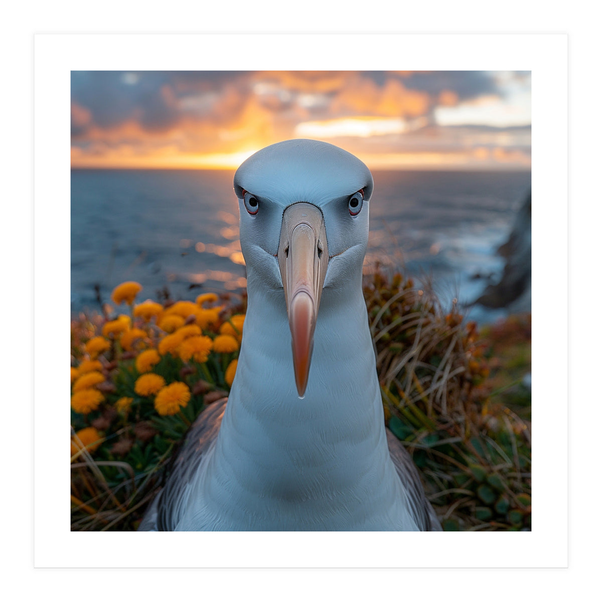 Albatross Bird With Intense Gaze By The Sea (Print Only)