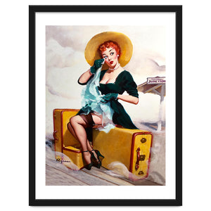 Pinup Sexy Girl Left At The Bus Station by Hermes