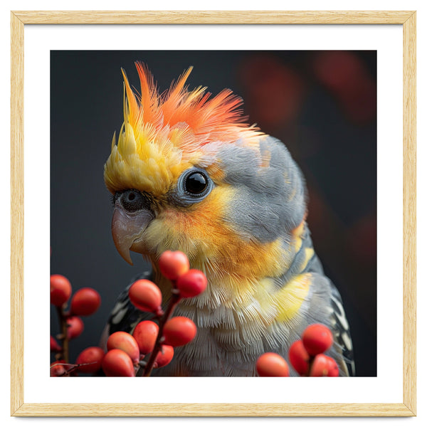 Close Up Of A Cockatiel Parrot With Orange Crest