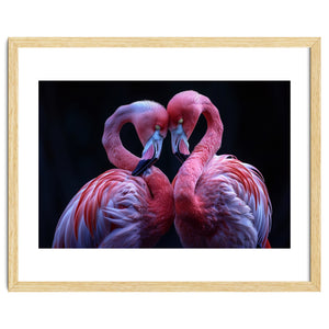 Two Pink Flamingos Forming A Heart Shape by Rizwana Khan
