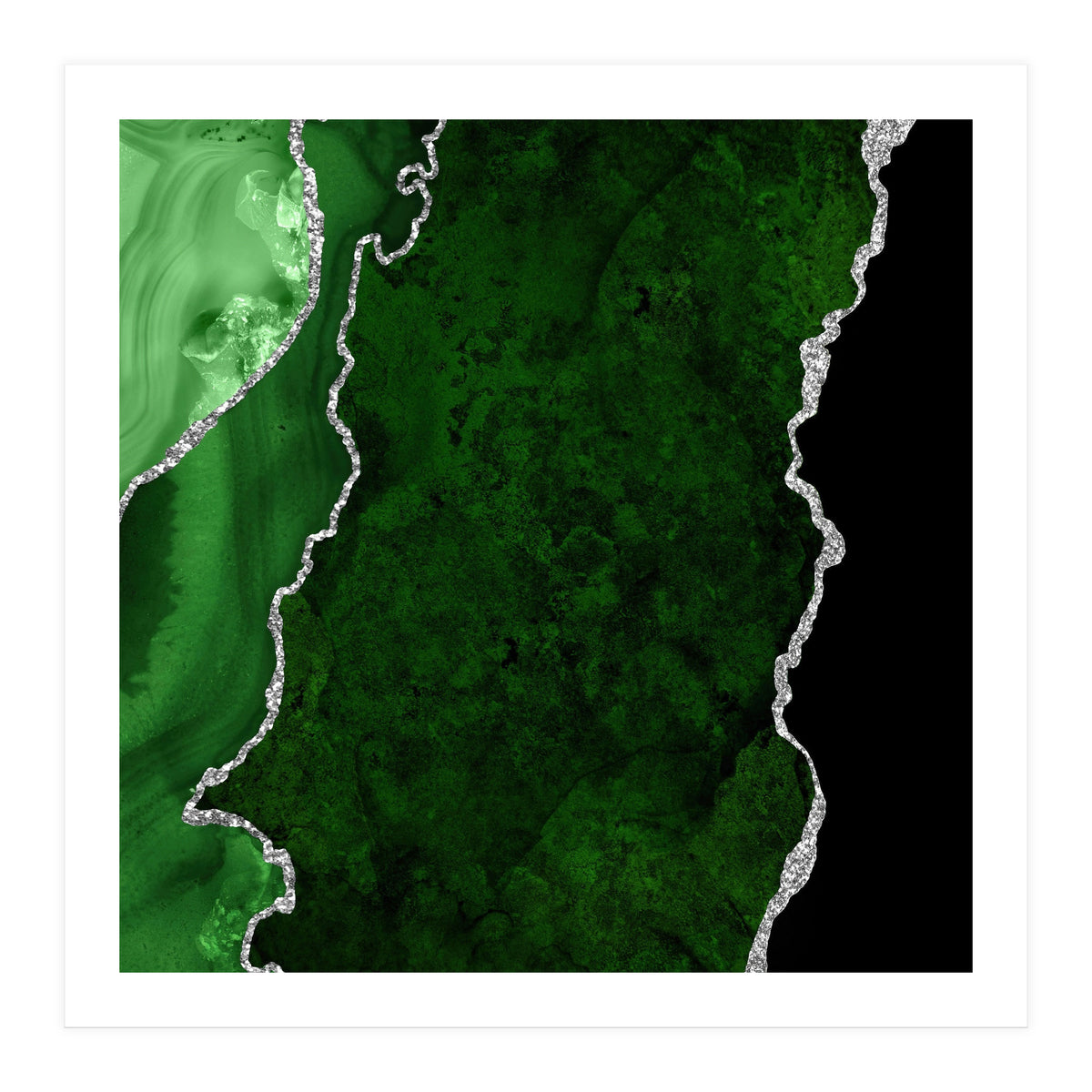 Green & Silver Agate Texture 01 (Print Only)