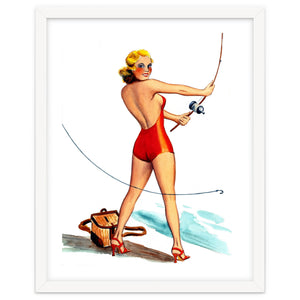 Pinup Girl Fishing On The Coast by Hermes