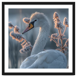 Swan Portrait Dew Drops Morning Light by Rizwana Khan