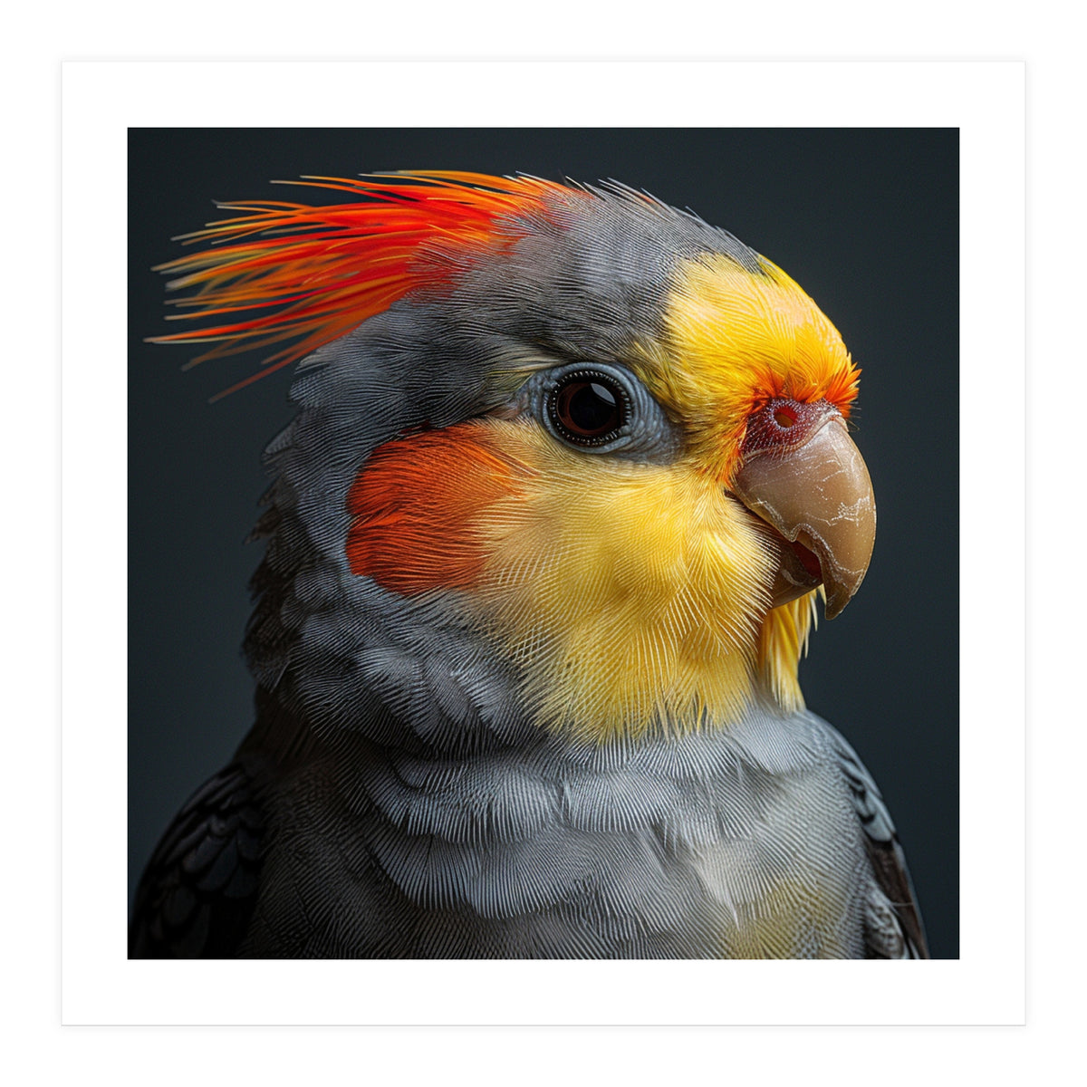 Cockatiel Parrot Closeup Vibrant Feather (Print Only)