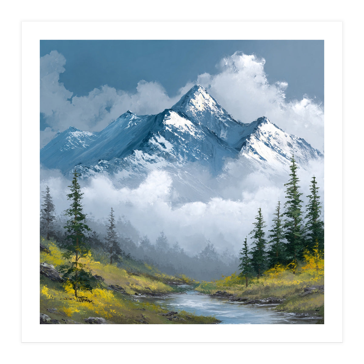 Majestic Peaks in Morning Mist (Print Only)