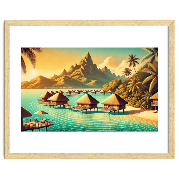 Vintage Bora Bora Poster, French Polynesia