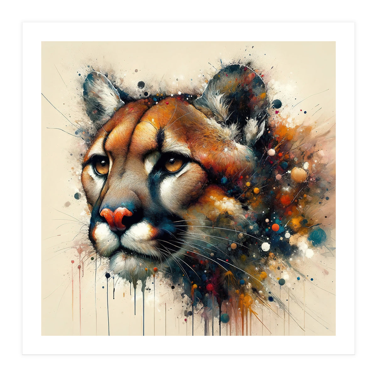 Watercolor Cougar Portrait (Print Only)