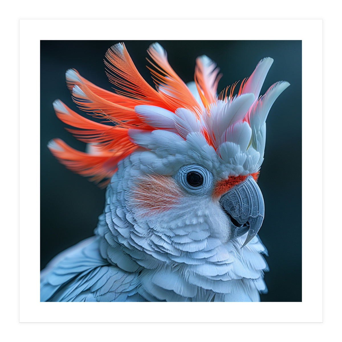 Cockatoo Bird With Orange Crest Portrait (Print Only)