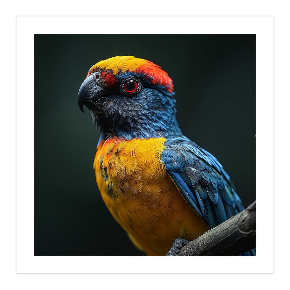 Close Up Colorful Parrot Perched On A Branch (Print Only)